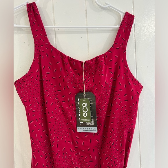 Toad&Co Pink Sheath Mini lead cerise print Dress Scoop Neck Sleeveless M NWT - Picture 2 of 9